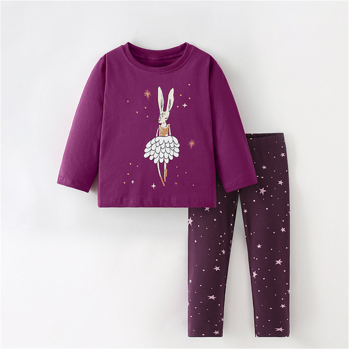 Purple cartoon little girl pajamas home clothes set