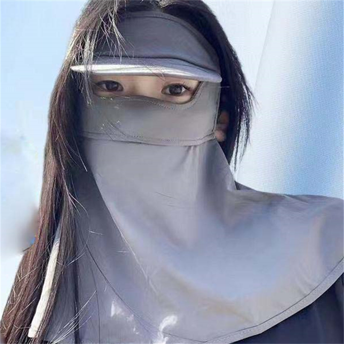 Women's daily outing summer sun protection with brim ice silk sun visor mask breathable fisherman hat