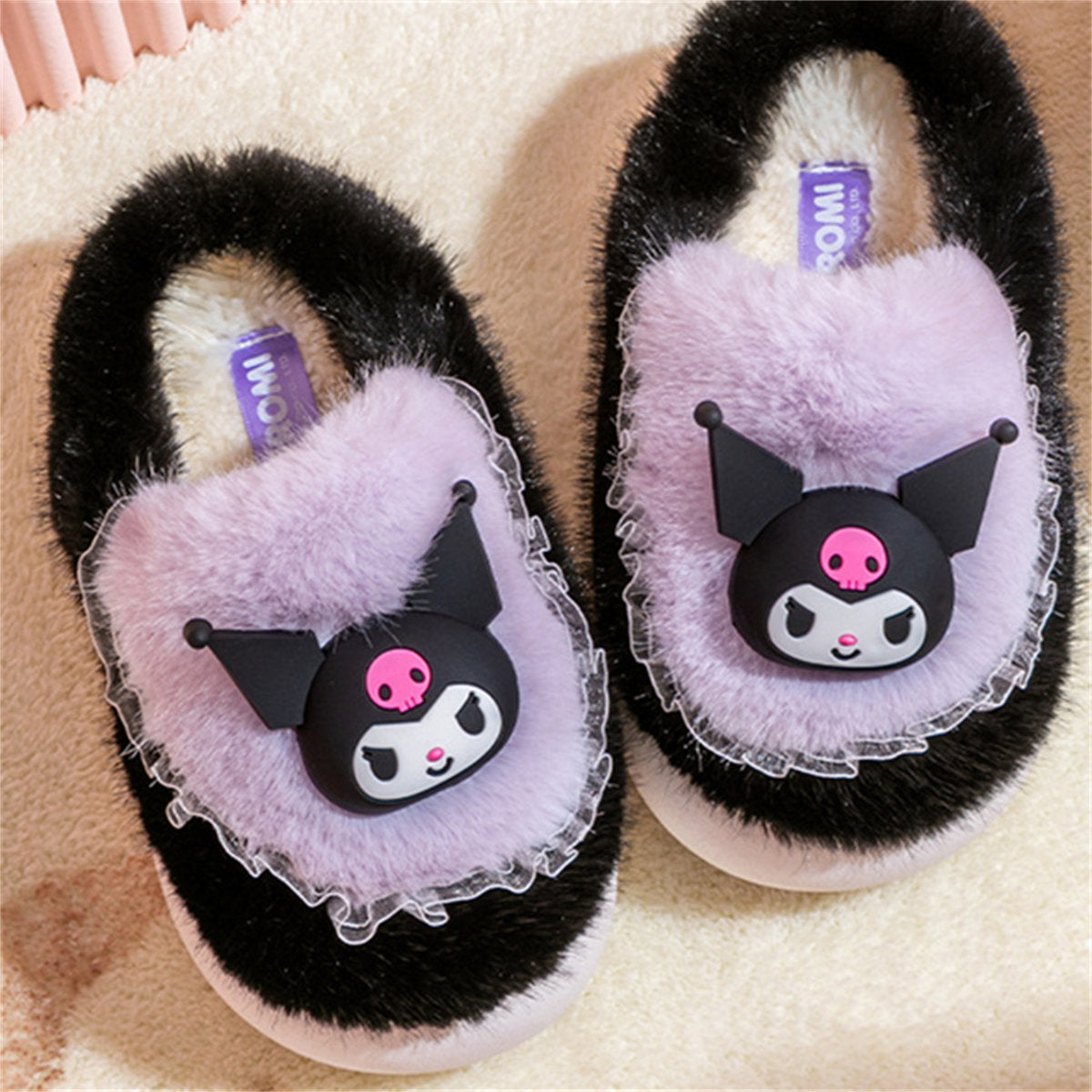 Cute Sanrio casual home warm soft cotton slippers for middle and large children and girls