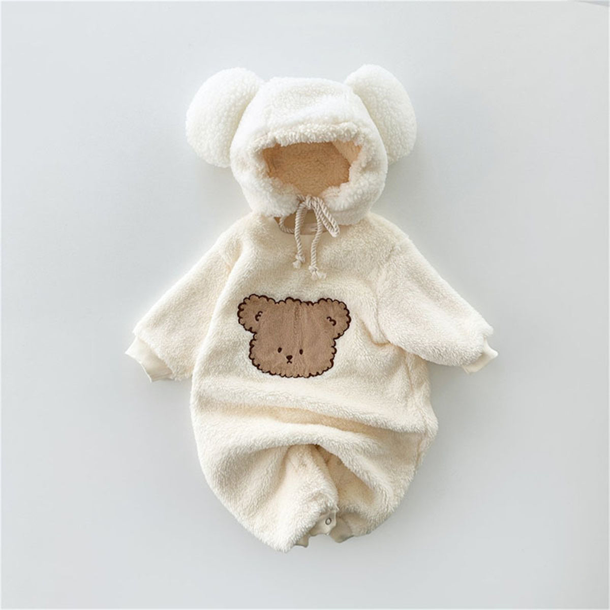 Baby Soft Plush Romper Hat Outdoor Clothes Jumpsuit