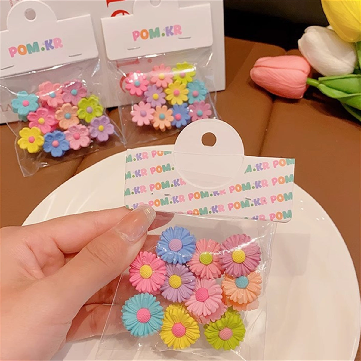 Children's 10-piece 3D flower hairpins