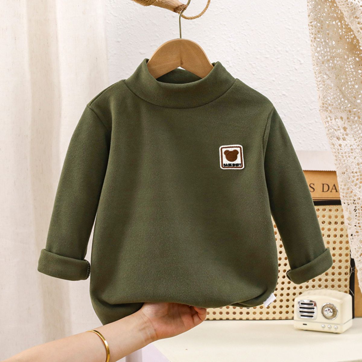 children's new autumn and winter fleece bottoming shirt