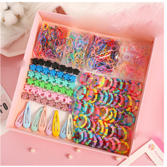 Children's simple colorful daily baby hair accessories set hair rope