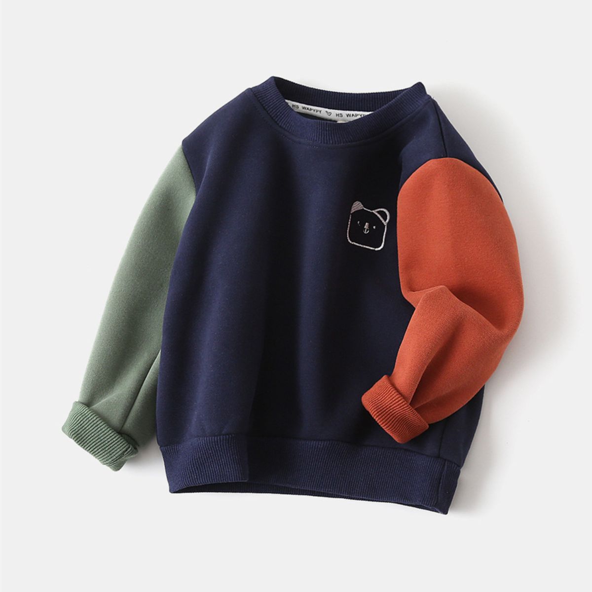 Autumn and winter boys' thick warm sweatshirt with sleeves