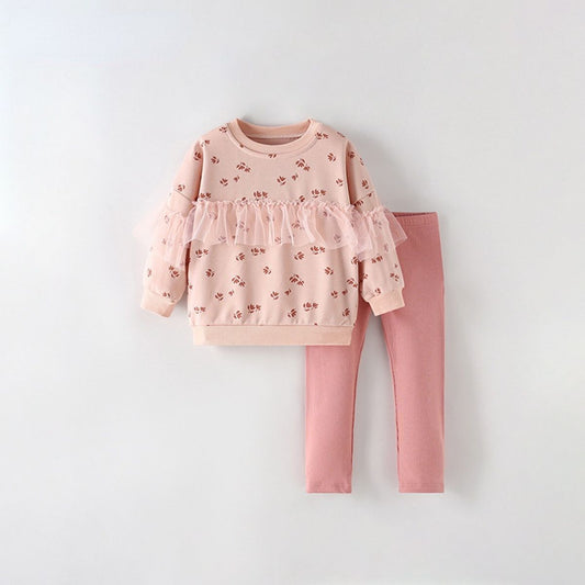 Girls two-piece autumn suit new European and American small and medium-sized children's little girls round neck long-sleeved children's suit