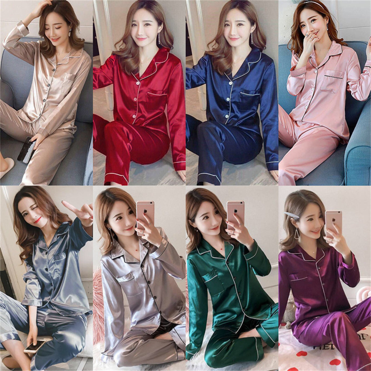 Women's 2-piece ice silk pajamas set