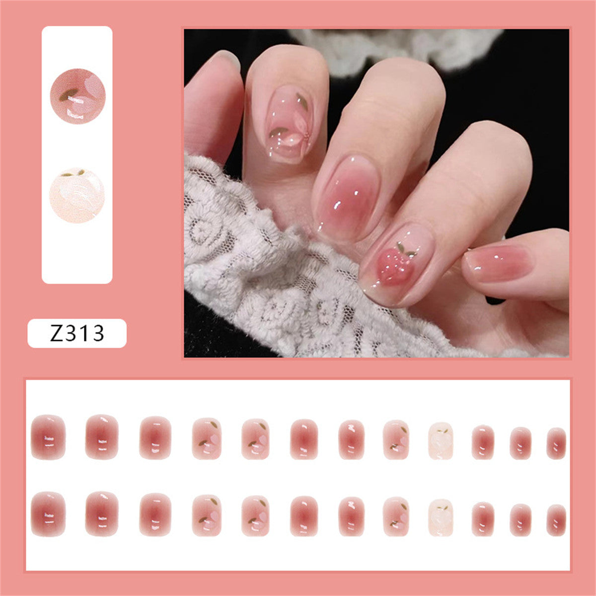 Camellia 3D Light-changing Love Girl Blush Nail Art