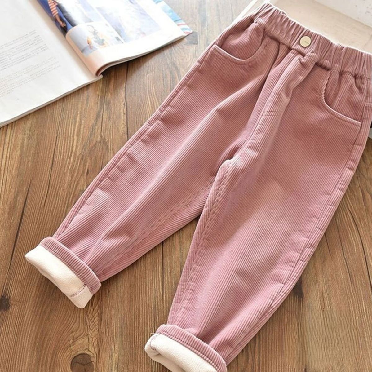 Girls autumn and winter thickened corduroy pants