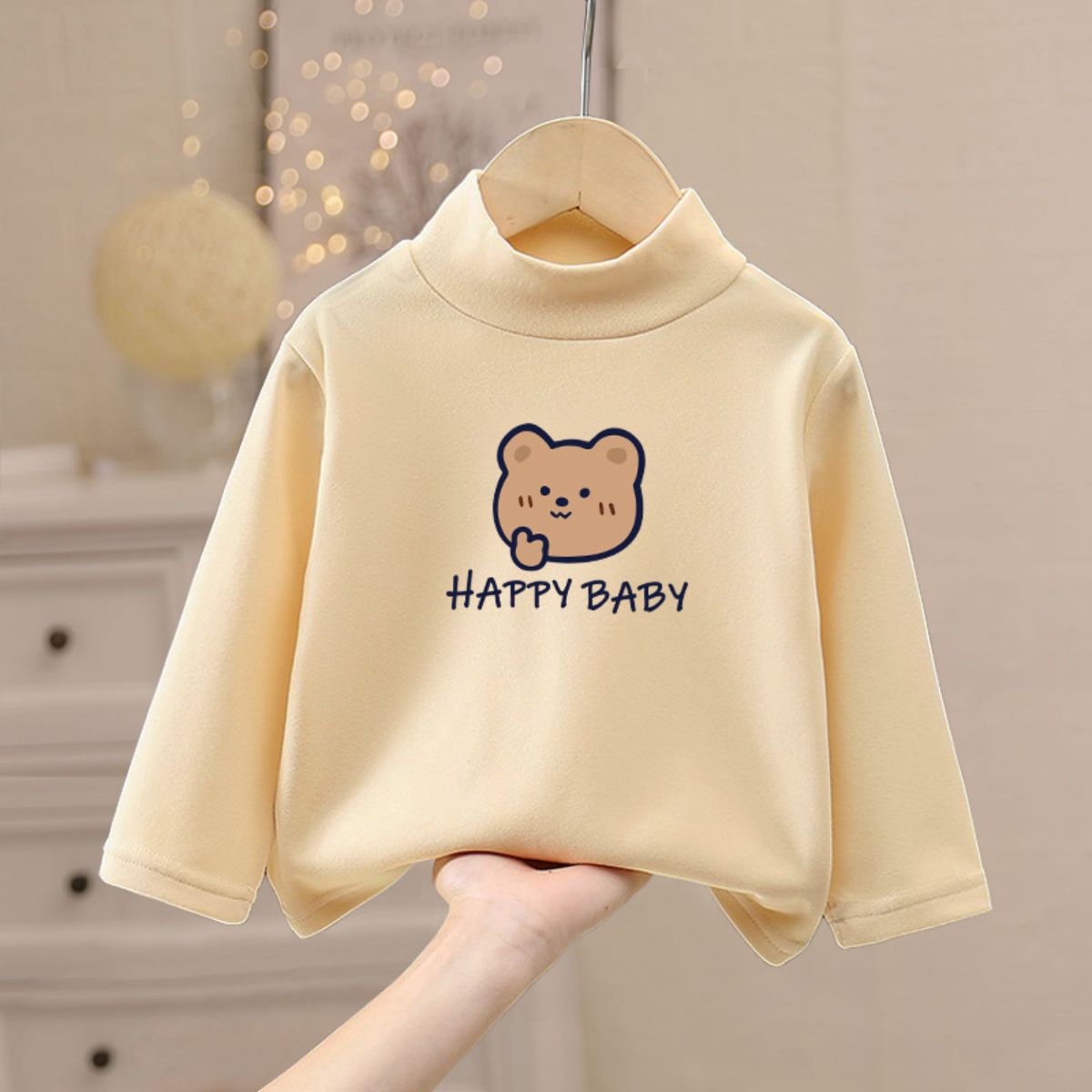 Children's winter German fleece thermal underwear bottoming shirt girls autumn clothes single tops small and medium children half high collar baby