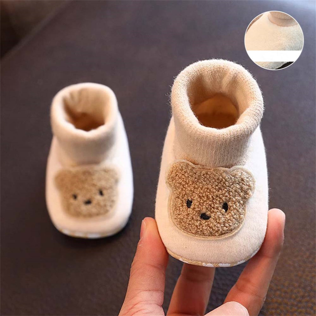 Baby and children's plush bear autumn and winter style plush comfortable soft sole cotton shoes