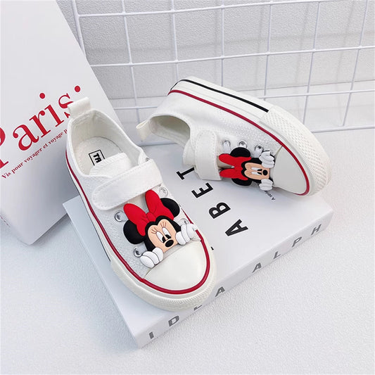 Little girl's spring and autumn 3D Minnie cute sweet casual style low-top canvas shoes