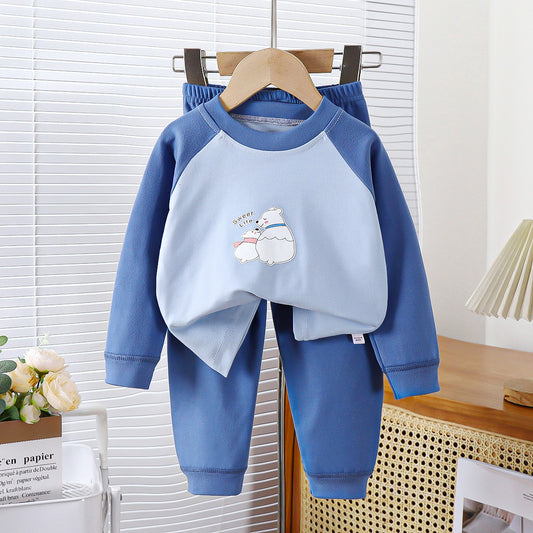 Boys baby underwear suit German velvet thick warm home clothes