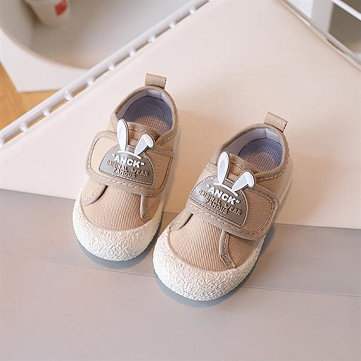 Toddler girl's cute rabbit letter style casual versatile soft bottom low top canvas shoes