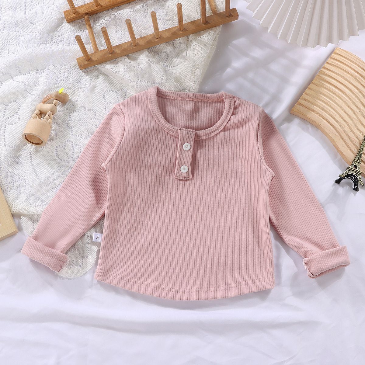 Spring and autumn inner round-neck ribbed velvet autumn clothing children's bottoming shirt boys and girls baby long-sleeved all-match tops single piece