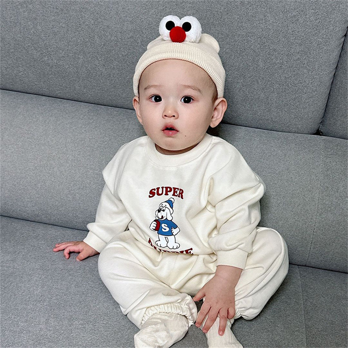 Infant and Toddler Letter Cartoon Cute Casual Children's Suit with Hood