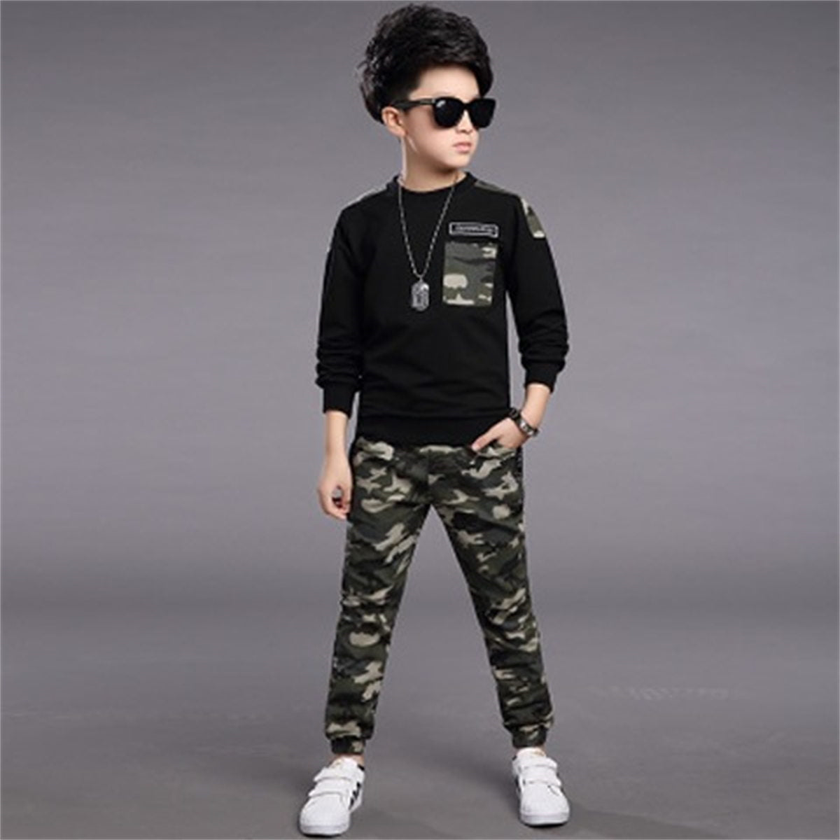 Children's clothing boys sports camouflage two-piece suit