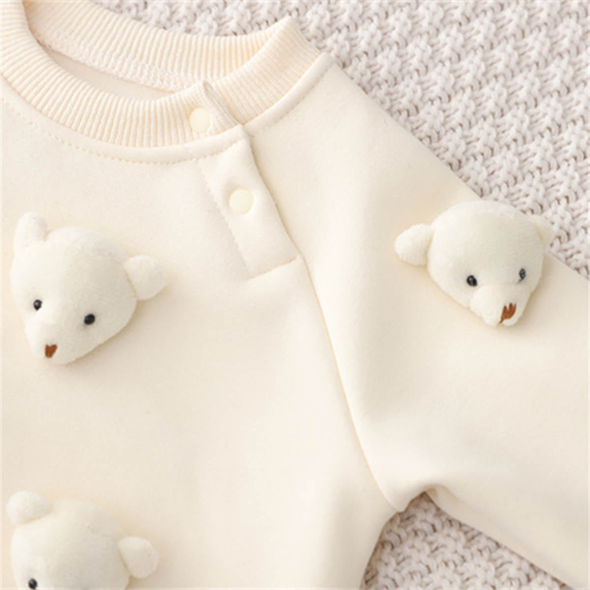 Baby autumn and winter three-dimensional bear plush thick warm jumpsuit