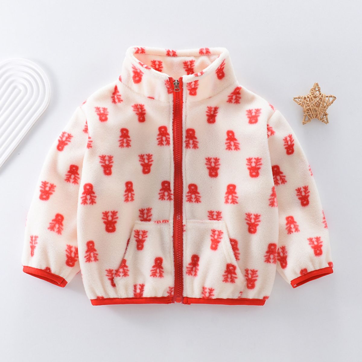 Children's spring and autumn jackets, girls' fleece warm tops, plush tops, baby's autumn and winter clothes for going out