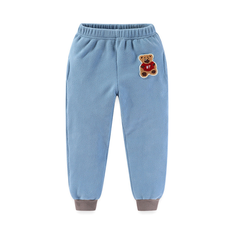 Children's autumn and winter sweatpants, fleece casual pants, outer wear for warmth