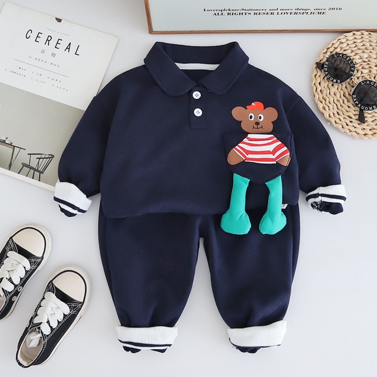 Boys autumn casual suit new style baby spring and autumn infant children sweater Polo shirt two-piece suit trendy