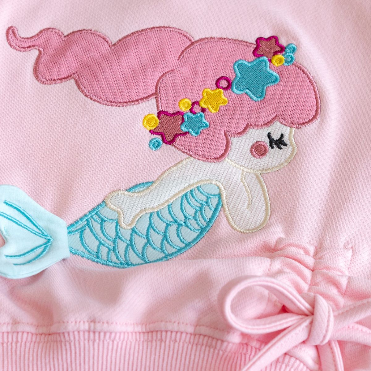 Girls sweet sweater autumn new style little girl spring and autumn mermaid cotton long-sleeved children's casual cartoon top