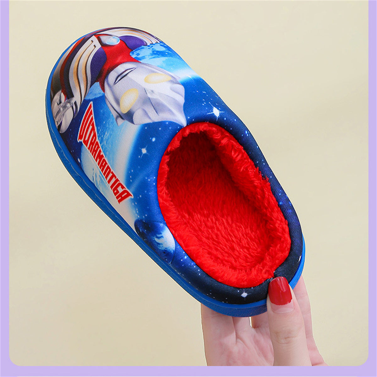 Ultraman autumn and winter home indoor non-slip warm cartoon cotton slippers for middle and large boys