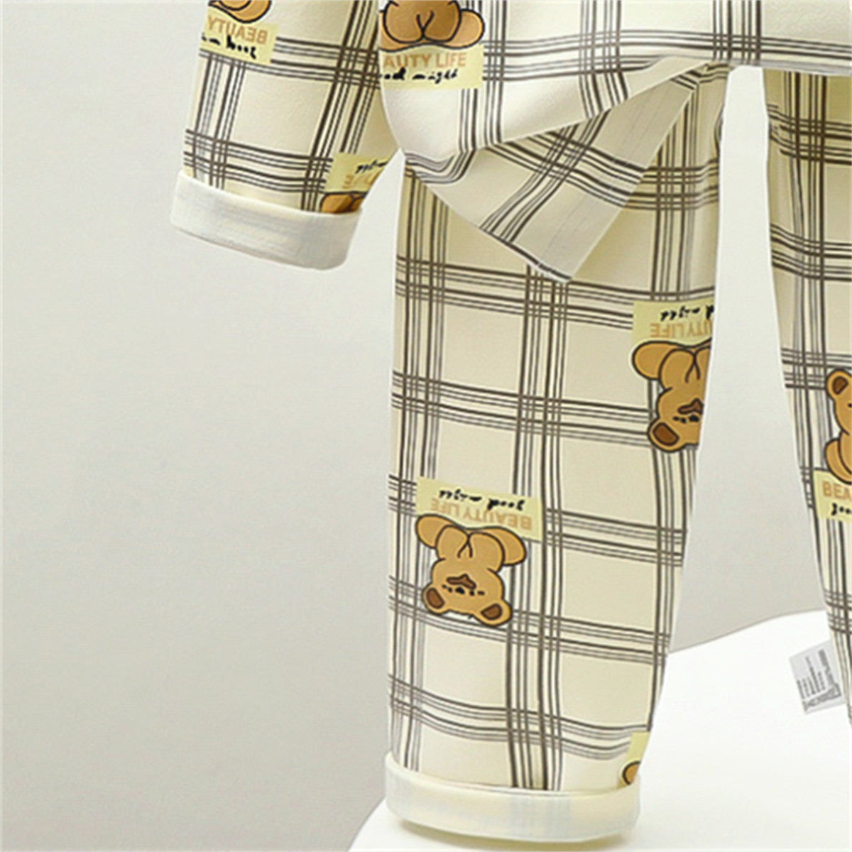 Boys' Plaid Cartoon Home Clothes Set