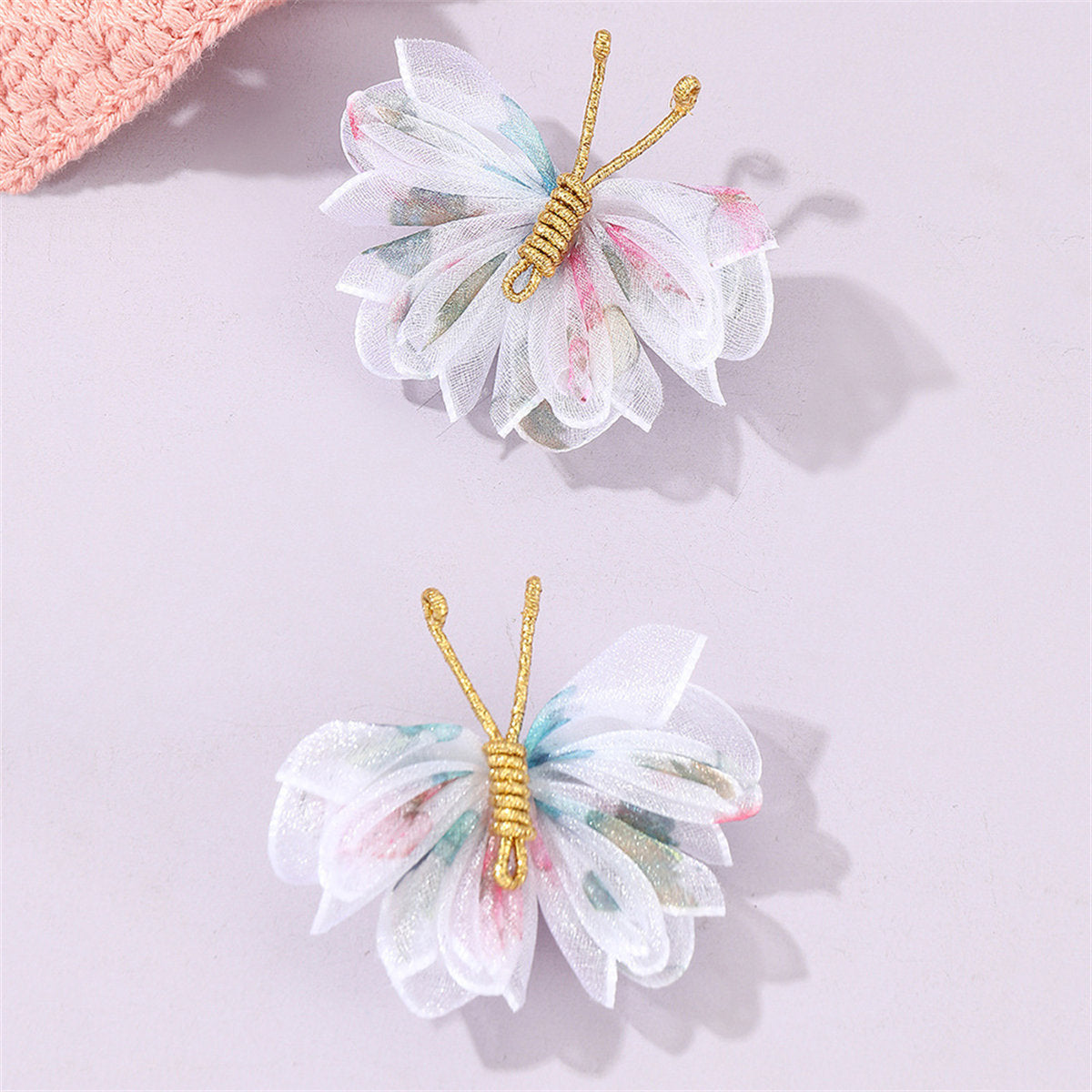 Children's 2-pack hand-woven mesh butterfly hairpins