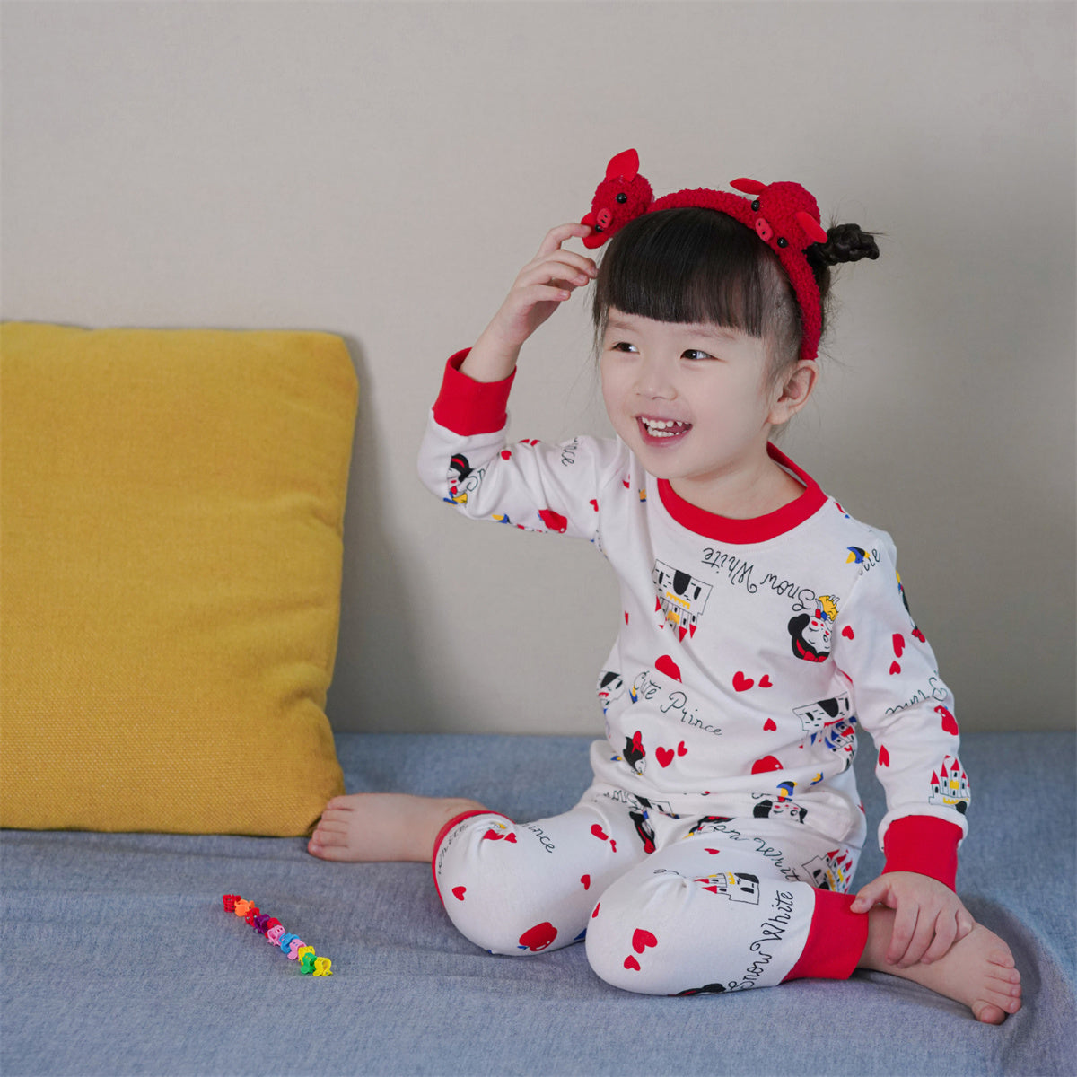 Children's two-piece cartoon pattern print long-sleeved suit