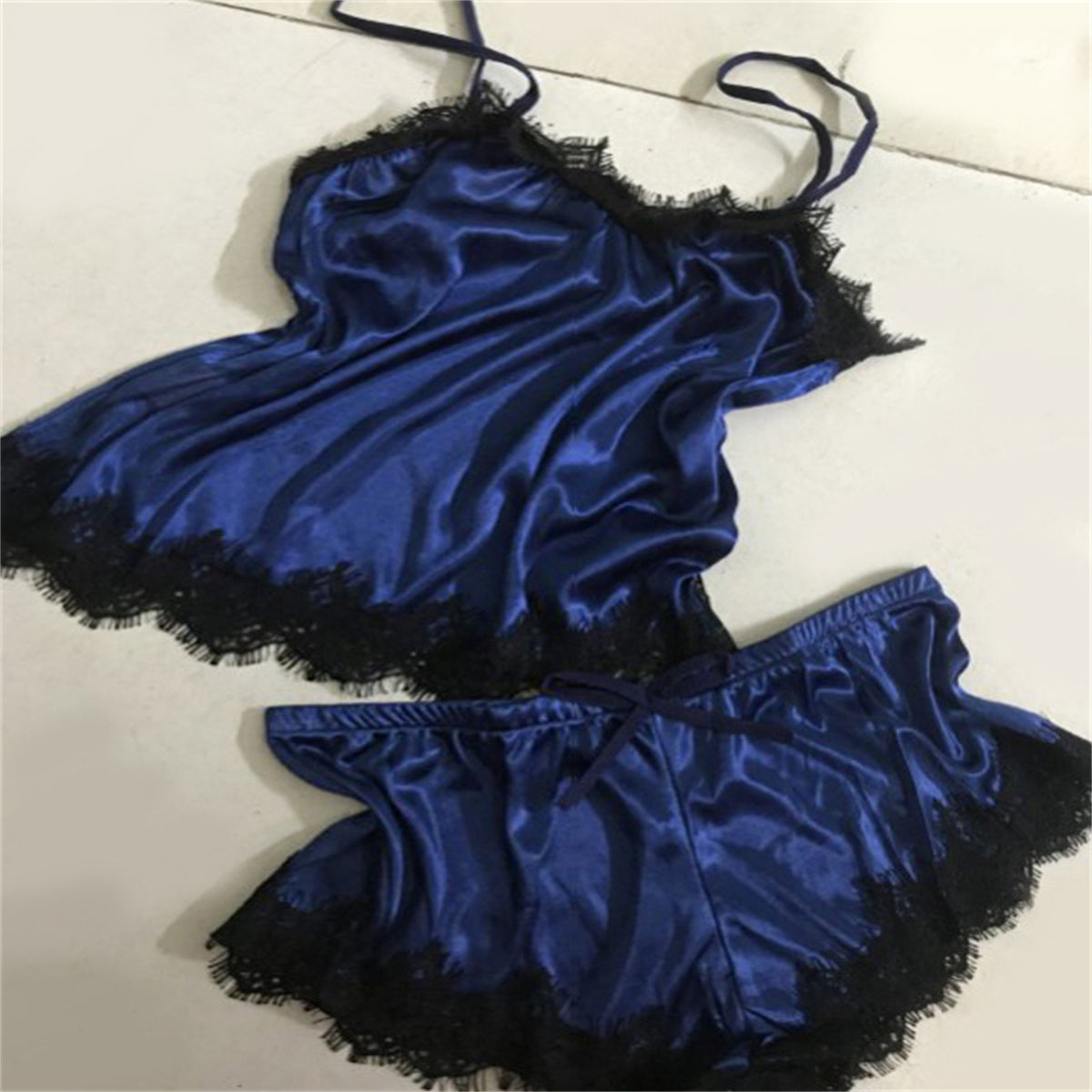 Women's 2-piece solid color lace underwear set