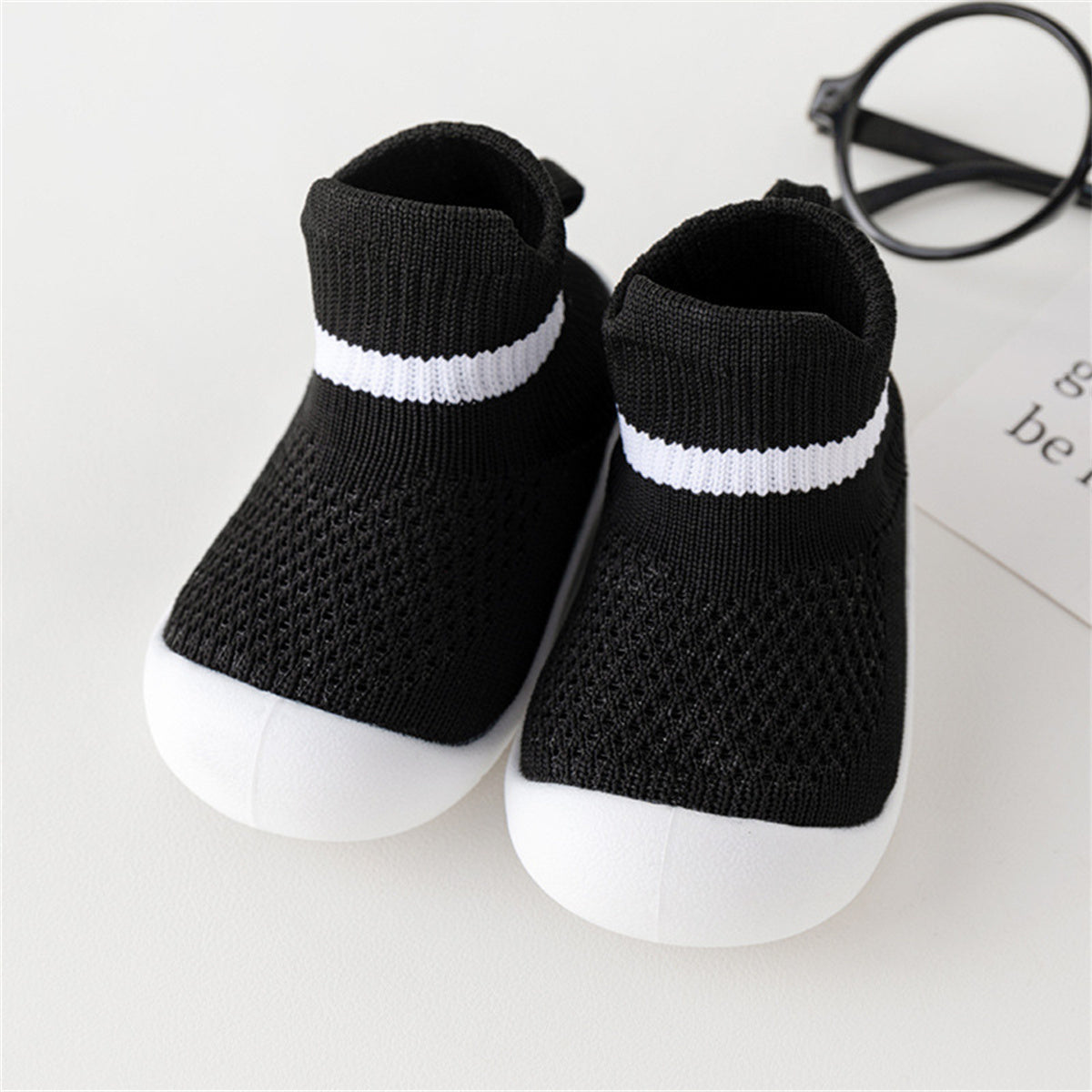 Children's spring and autumn solid color knitted simple breathable non-slip toddler shoes for boys and girls