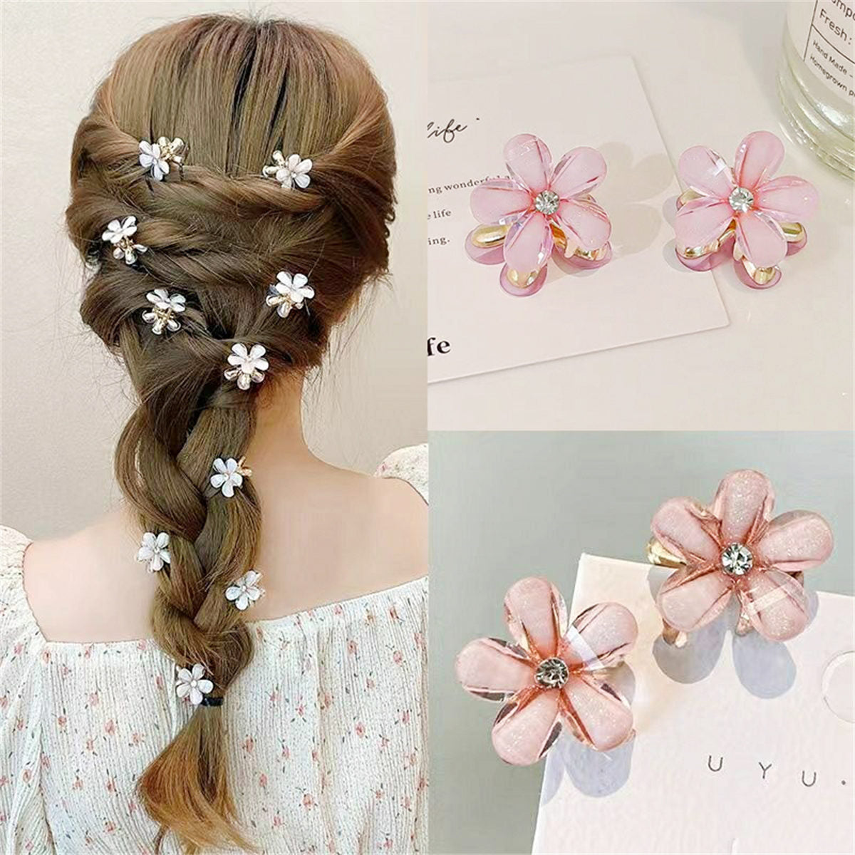 Children's bangs clip crystal flower oblique braided hair clip