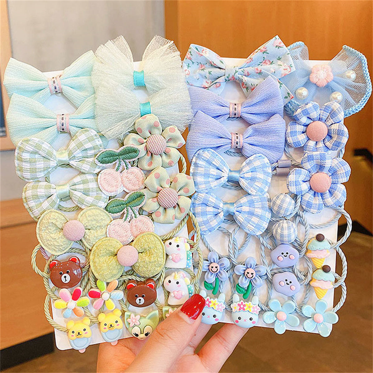 Children's 18-piece set of flower cartoon pattern hairpins