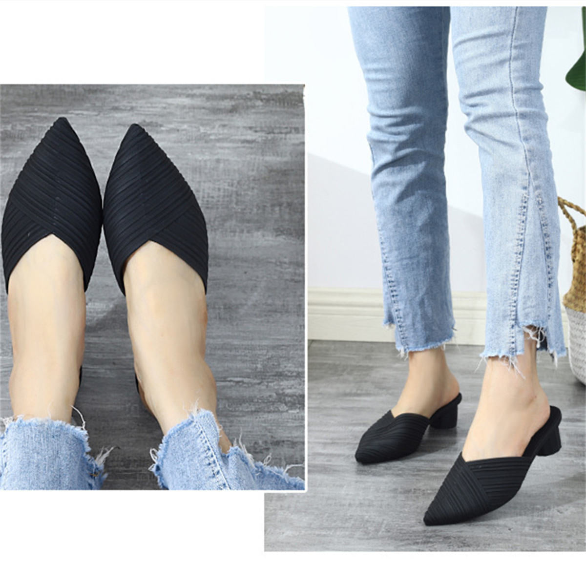 Pointed toe wedge heel casual slippers for women jelly sandals thick-soled beach shoes