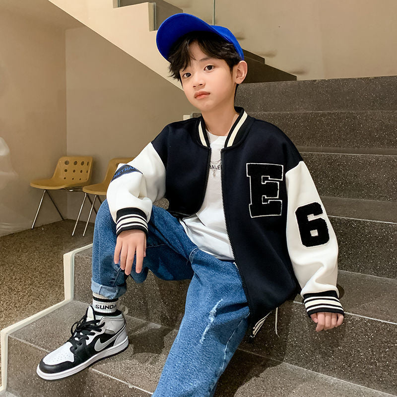 Boys' long sleeve baseball jacket, stylish and versatile