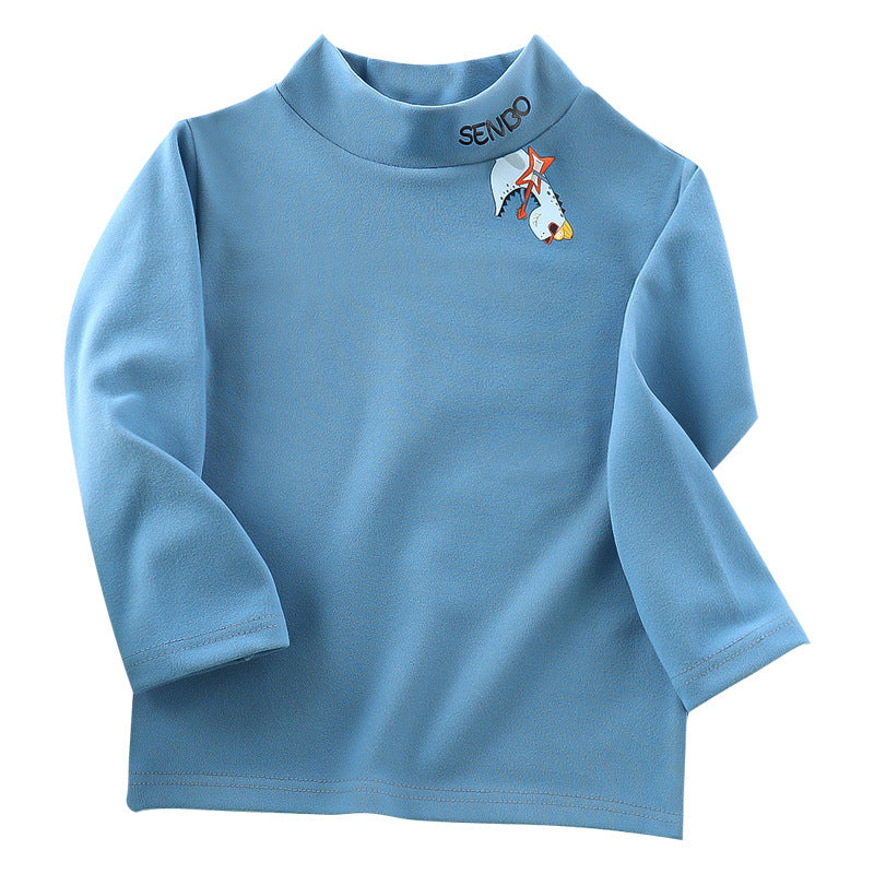 Children&#39;s velvet bottoming shirt long sleeve cartoon top with middle collar