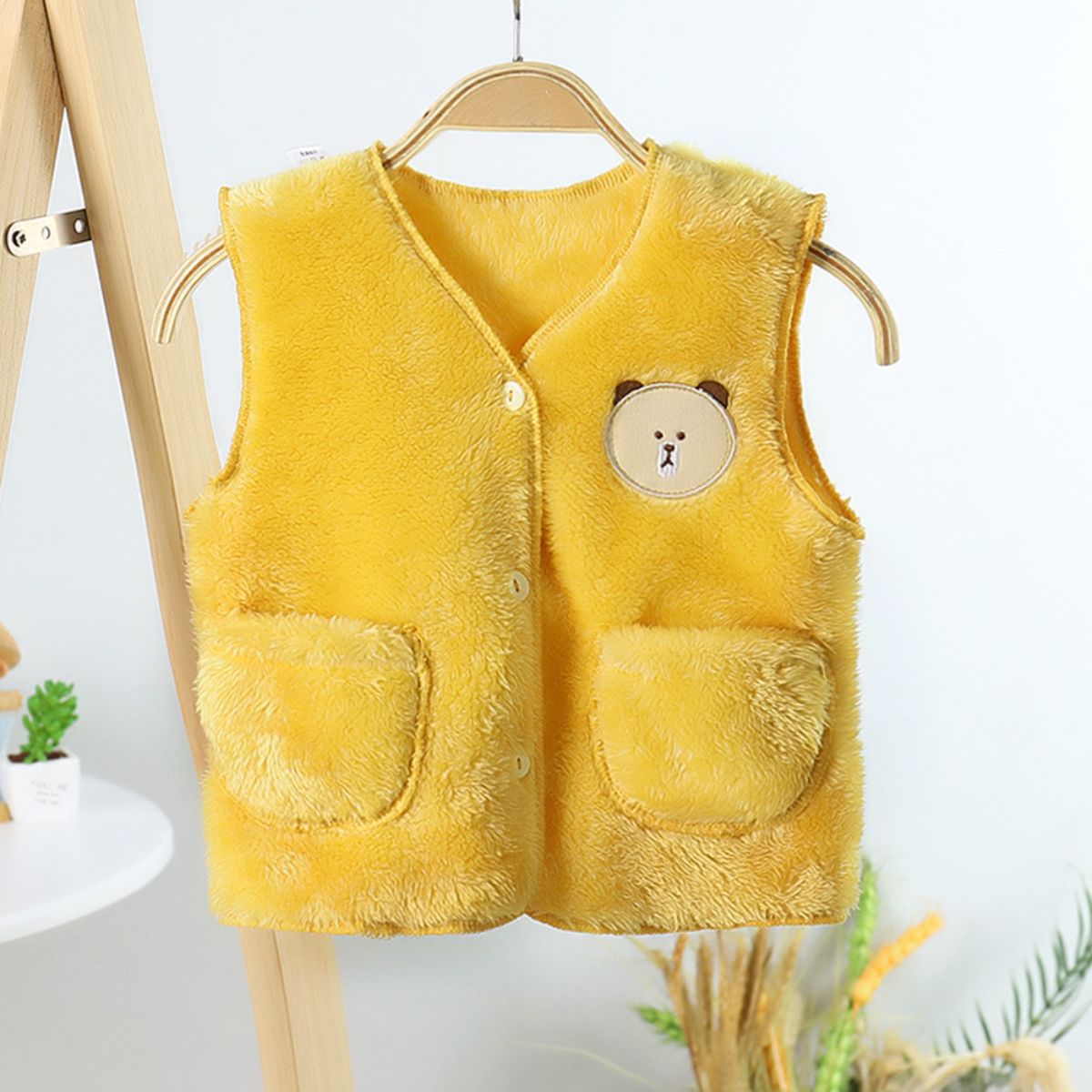 Boys and girls autumn and winter double-sided coral fleece vest