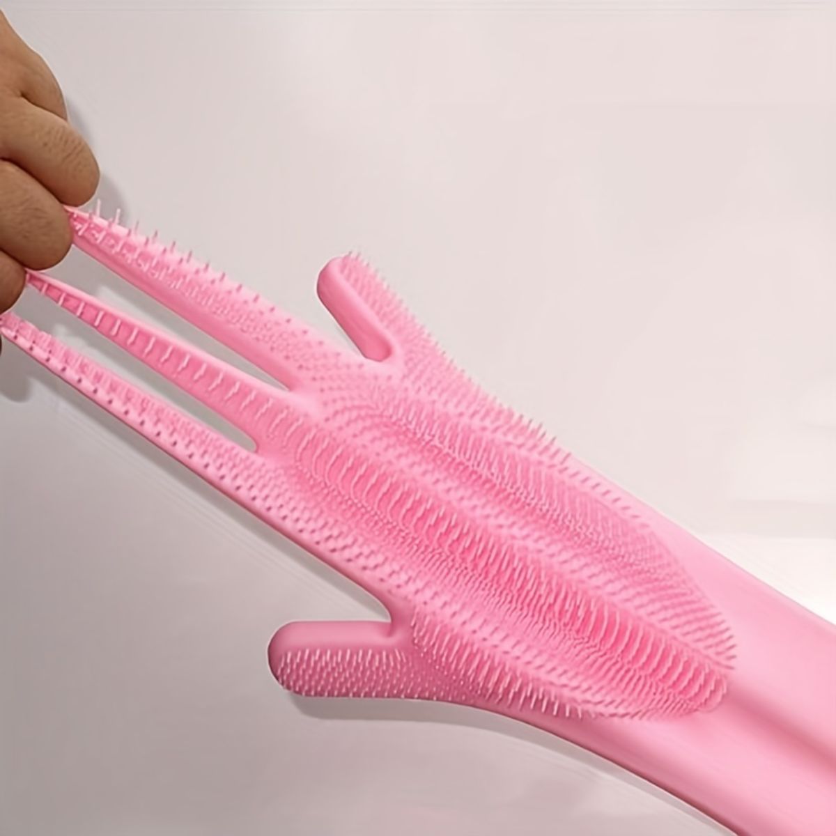 Rubber silicone dishwashing gloves household high temperature resistant anti-scalding waterproof kitchen dishwashing and vegetable washing pet bathing anti-scratch gloves