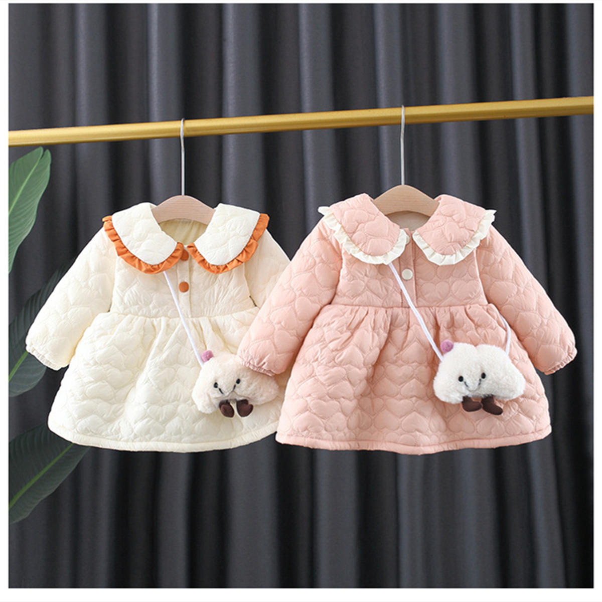 Girls Autumn and Winter Padded Skirt + Cloud Bag Princess Dress