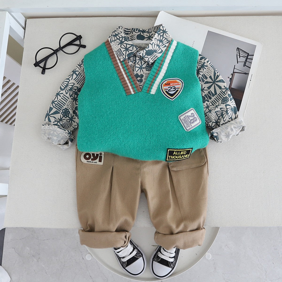 Boys autumn new vest vest suit spring and autumn baby clothes stylish three-piece children's clothing