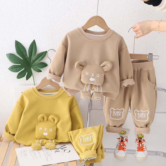 Boys' 3D bear sweatshirt suit