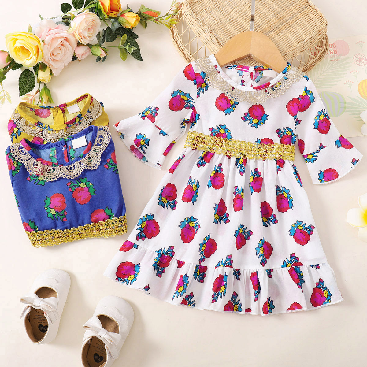 Baby Girl Clashing Lace Floral Dress