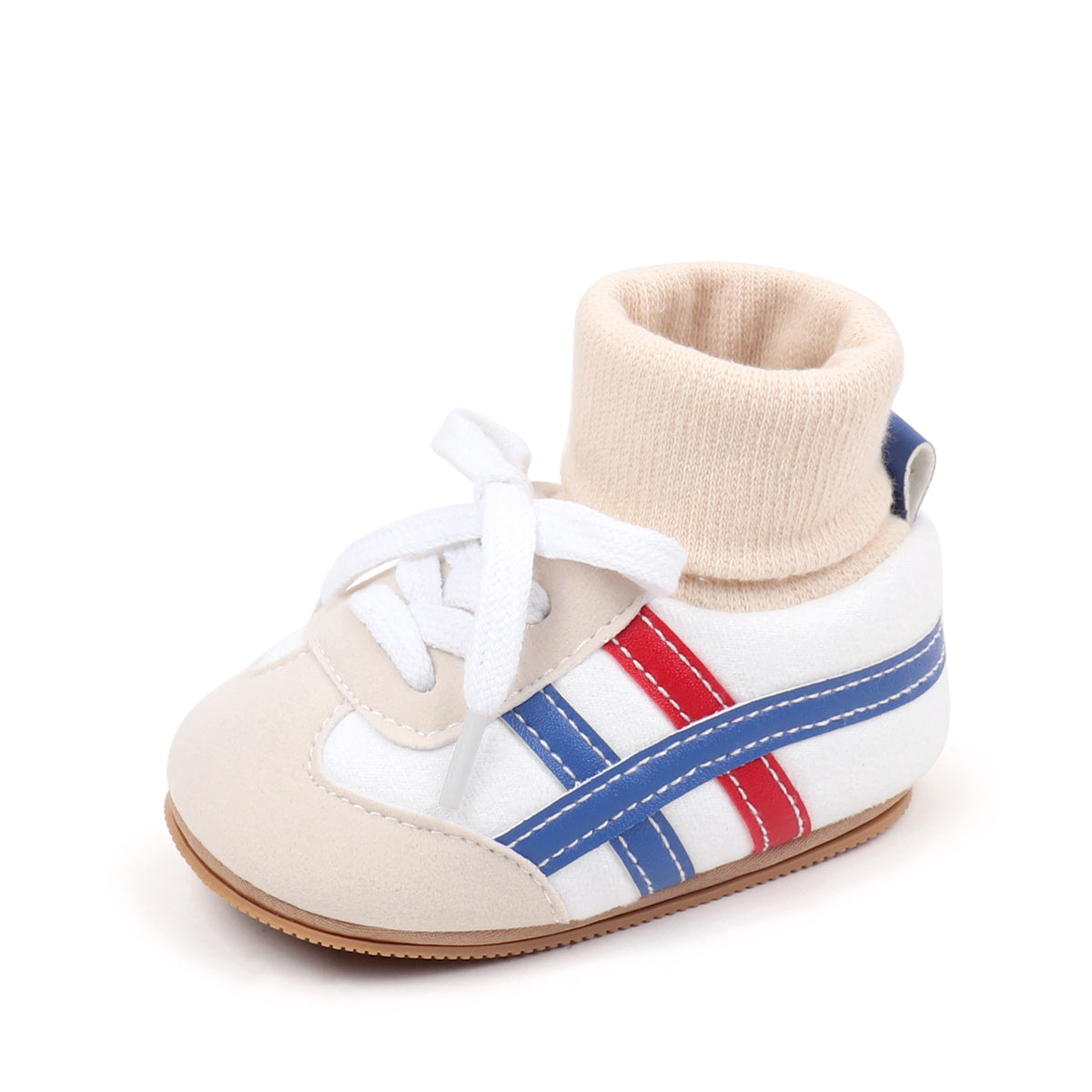 Spring and autumn shoes and socks integrated soft rubber sole lace-up non-slip toddler shoes