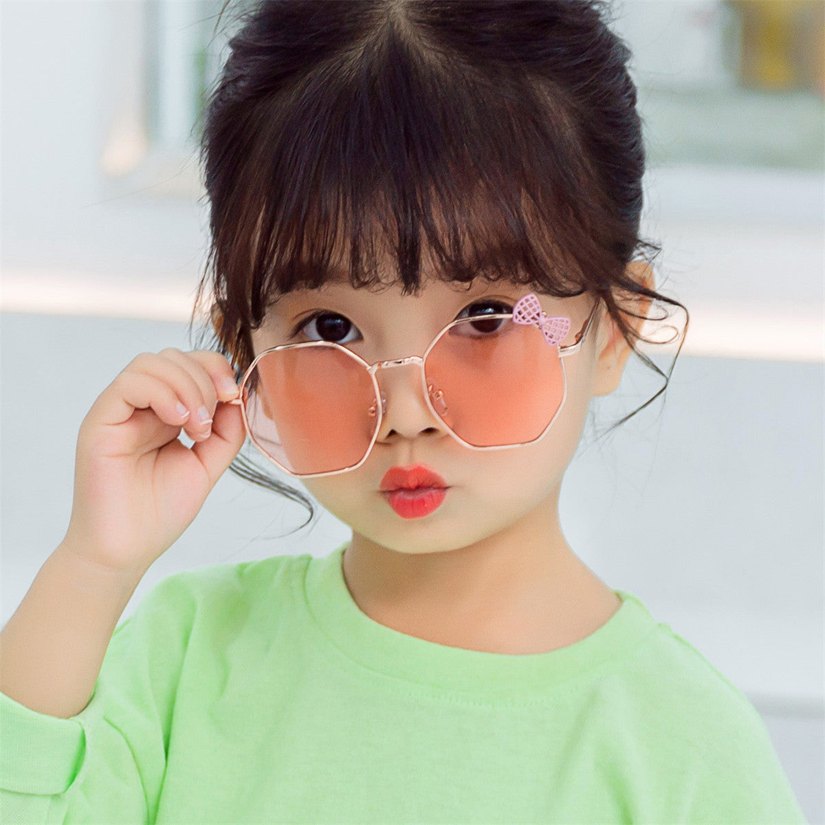 Children's Fashion Bow Irregular Metal Sunglasses