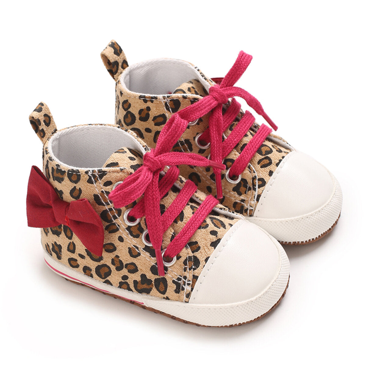 Baby high top leopard print canvas shoes