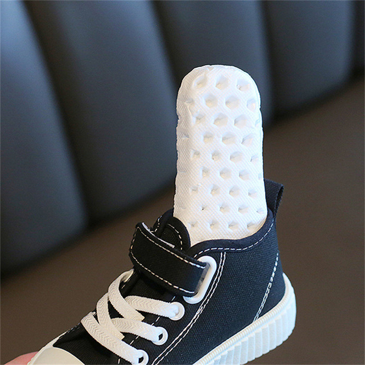 Children's and boys' spring and autumn pure color simple casual style Velcro high-top canvas shoes