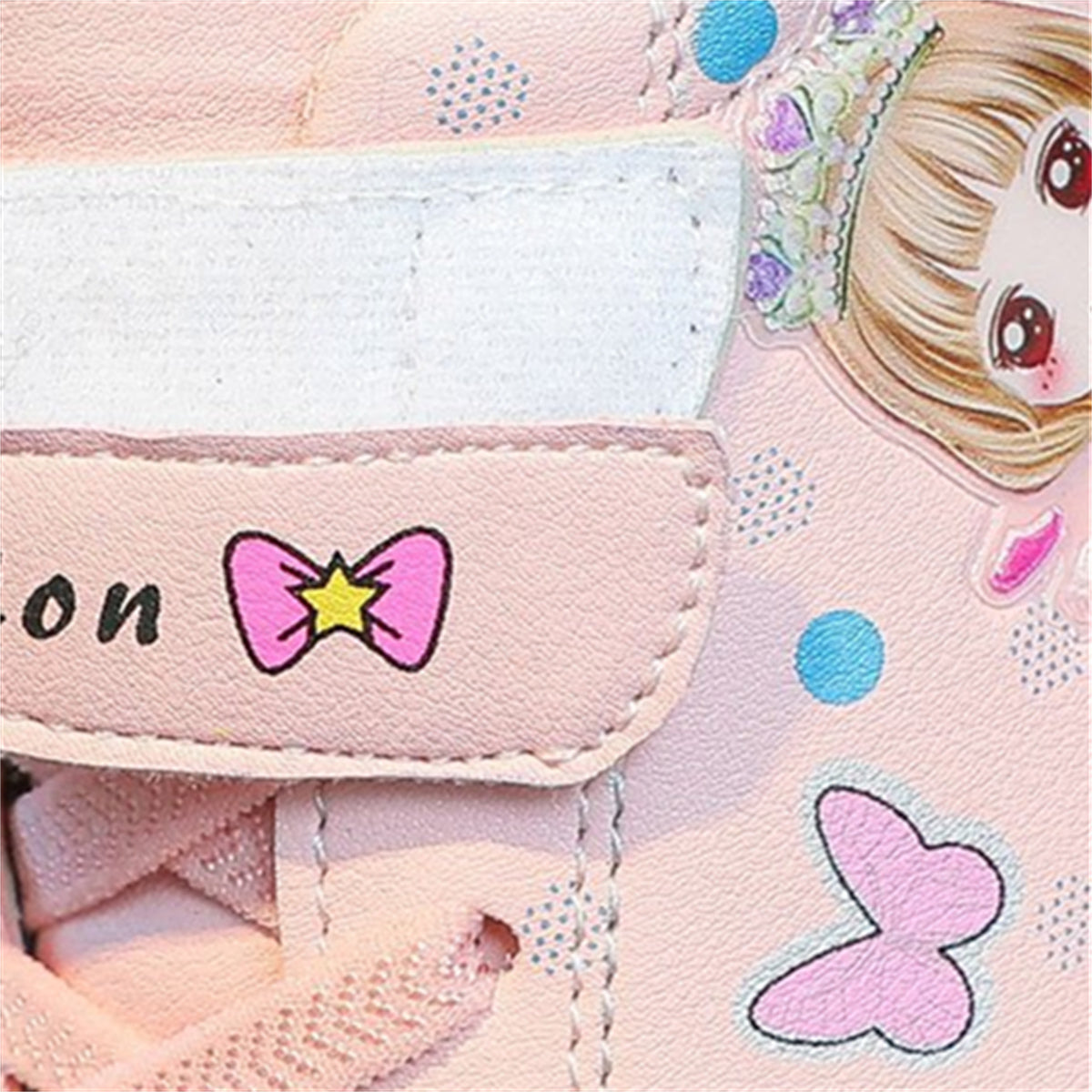 Cute cartoon pattern shiny low-top sneakers for baby girls