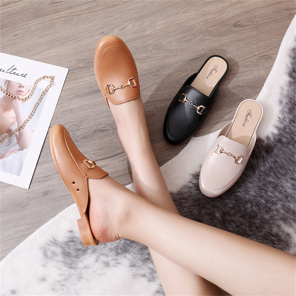 Women's single shoes summer slippers women's outdoor casual fashion sandals lazy shoes closed toe half slippers