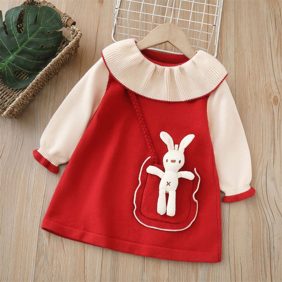 Girls sweater dress autumn and winter new backpack cute skirt