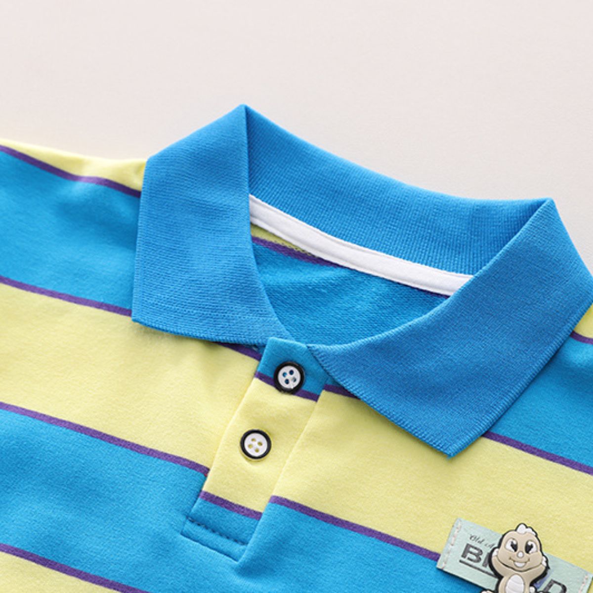 Boys Striped Lapel Polo Shirt Set